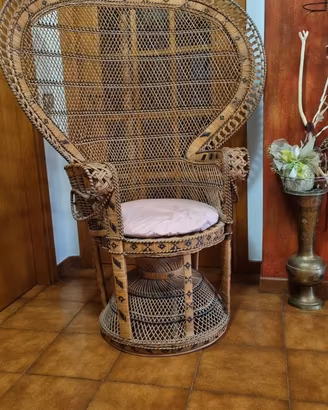 Poltrona Pavone in vimini e Rattan intrecciato