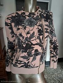 GIACCA BIKER SISLEY (RARA) FLOREALE ROSA/NERO 
