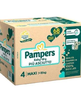 68 pannolini pampers baby dry taglia 4 nuovi