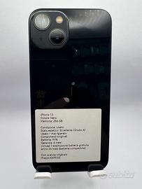 iPhone 13 256GB Nero – Originale – 91% Batteria