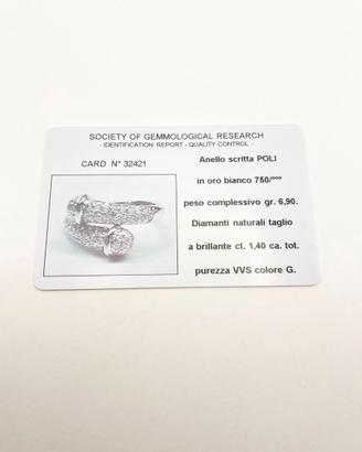 Anello oro 18KT con diamanti ct 1.40 VVS G. POLI