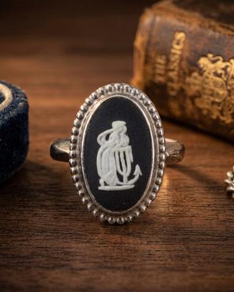 Wedgwood anello argento neoclassico diaspro nero