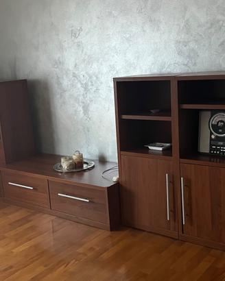 Parete soggiorno IKEA effetto noce – 4 mobili