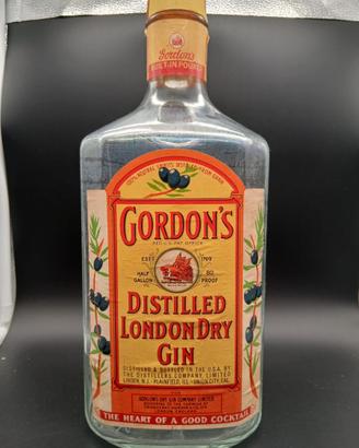 Bottiglia Gordon's Gin Mezzo Gallone Anni 70 vuota
