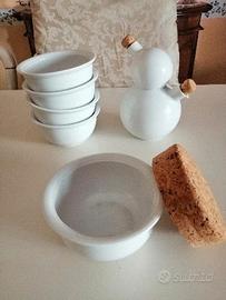 Set di 4 coppette oliera e formaggiera in ceramica