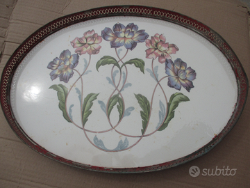 Vassoio Vintage Ceramica Metallo