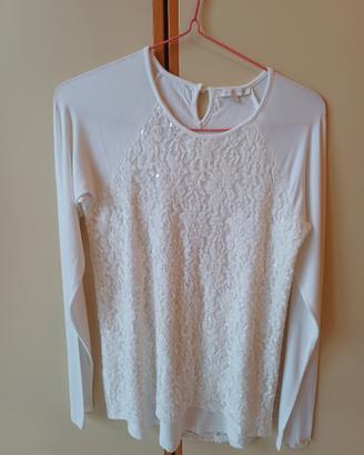 maglia elegante con paillettes e ricamo 