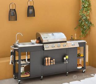 Barbecue completo - Griglia a 5 fuochi, bruciatore