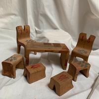 Mini mobili x bambole legno decoro stencil