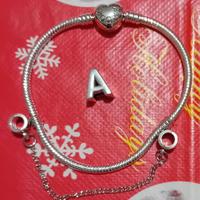 Bracciale pandora+accessori Lettera A e Catenina