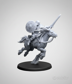 Miniatura 3D Cavaliere Donna su Cavallo D&D