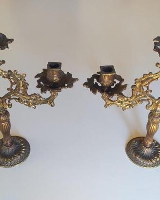 COPPIA CANDELIERI IN BRONZO ,  NUOVI