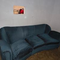 Divano 3 Posti Color Ottanio Blu Petrolio Velluto