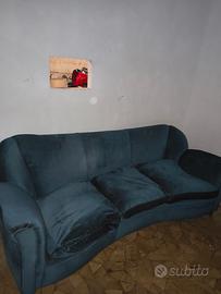 Divano 3 Posti Color Ottanio Blu Petrolio Velluto