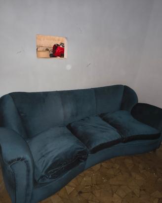 Divano 3 Posti Color Ottanio Blu Petrolio Velluto