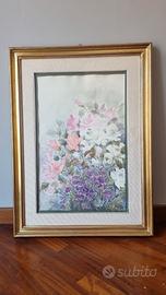 Quadro acquerello floreale con iris