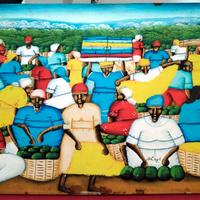 Dipinto "Il mercato all'aperto di Haiti" - D. Cayò