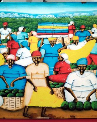 Dipinto "Il mercato all'aperto di Haiti" - D. Cayò