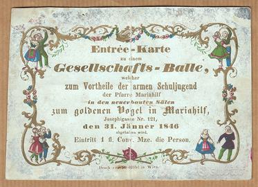 Vienna Parrocchia Mariahilf invito ballo 1846 CR56