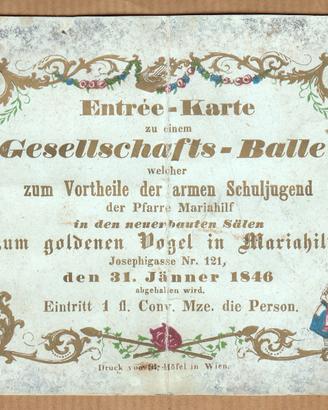 Vienna Parrocchia Mariahilf invito ballo 1846 CR56