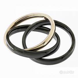 Anello oro rosa e ceramica nera