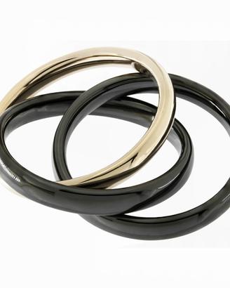 Anello oro rosa e ceramica nera