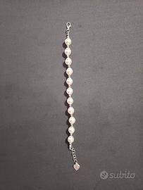 braccialetto perle bianche argento
