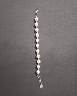 braccialetto perle bianche argento