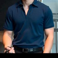 Polo uomo Shein blu scuro a costine - Taglia M