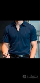 Polo uomo Shein blu scuro a costine - Taglia M