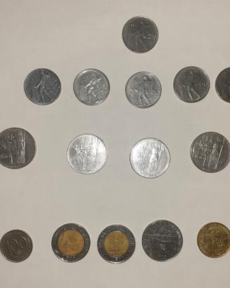 Lotto 21 monete con 50 lire 1956 e commemorative