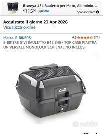 Givi baule moto  45L  completo di piastra