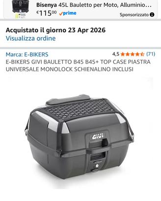 Givi baule moto  45L  completo di piastra
