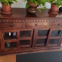 Mobile stile etnico con ante vetro scorrevole