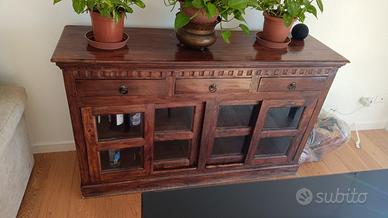 Mobile stile etnico con ante vetro scorrevole