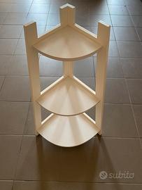 ANGOLIERA LACCATA BIANCA TRONCO CONICA IN LEGNO