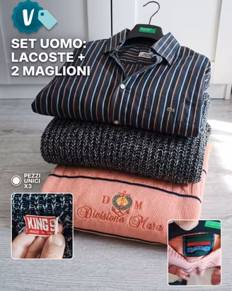 lotto 3 capi: lacoste più due maglioni vintage 