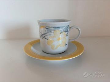 Tazza Kahla vintage DDR in porcellana fiore giallo