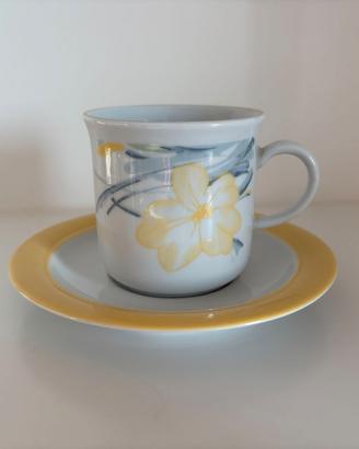 Tazza Kahla vintage DDR in porcellana fiore giallo