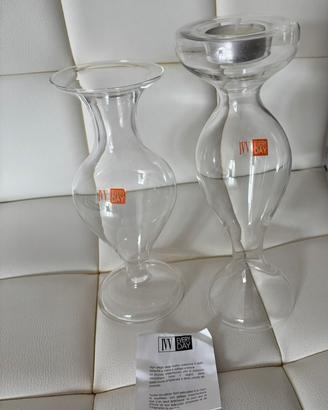 Coppia Vaso e Portacandela IVV Vetro Nuovi