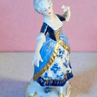 Statuina Porcellana  ARZBERG stile Meissen blu oro
