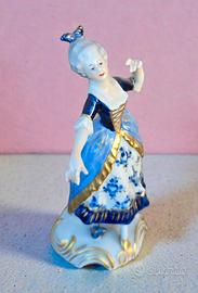 Statuina Porcellana  ARZBERG stile Meissen blu oro