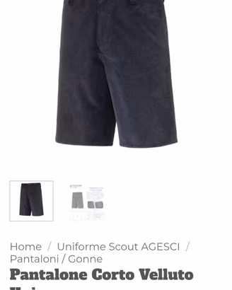 Pantalone corto velluto uniforme scout Agesci