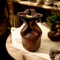 Antico portapenne da scrivania in cuoio