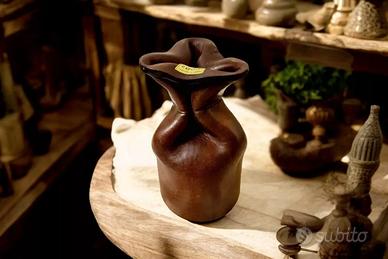 Antico portapenne da scrivania in cuoio