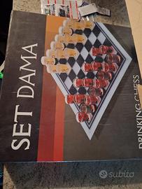 Set dama scacchiera bicchieri