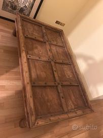 Tavolo basso legno massello e ferro 164*95*40
