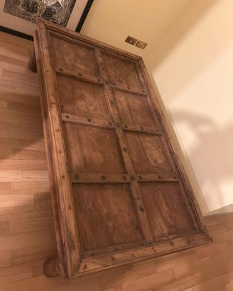 Tavolo basso legno massello e ferro 164*95*40