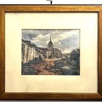 Quadro vintage con paesaggio rurale