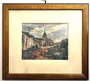 Quadro vintage con paesaggio rurale